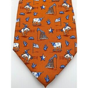 Bird Dog Bay Mens Tie Necktie Texas Longhorns Orange Blue Silk Handmade USA TX